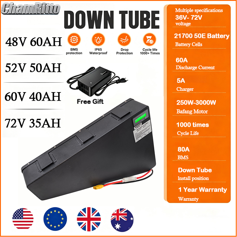72V 50Ah 21700 Lithium Battery - Elektrische fiets 60v 72v 3000w driehoekige