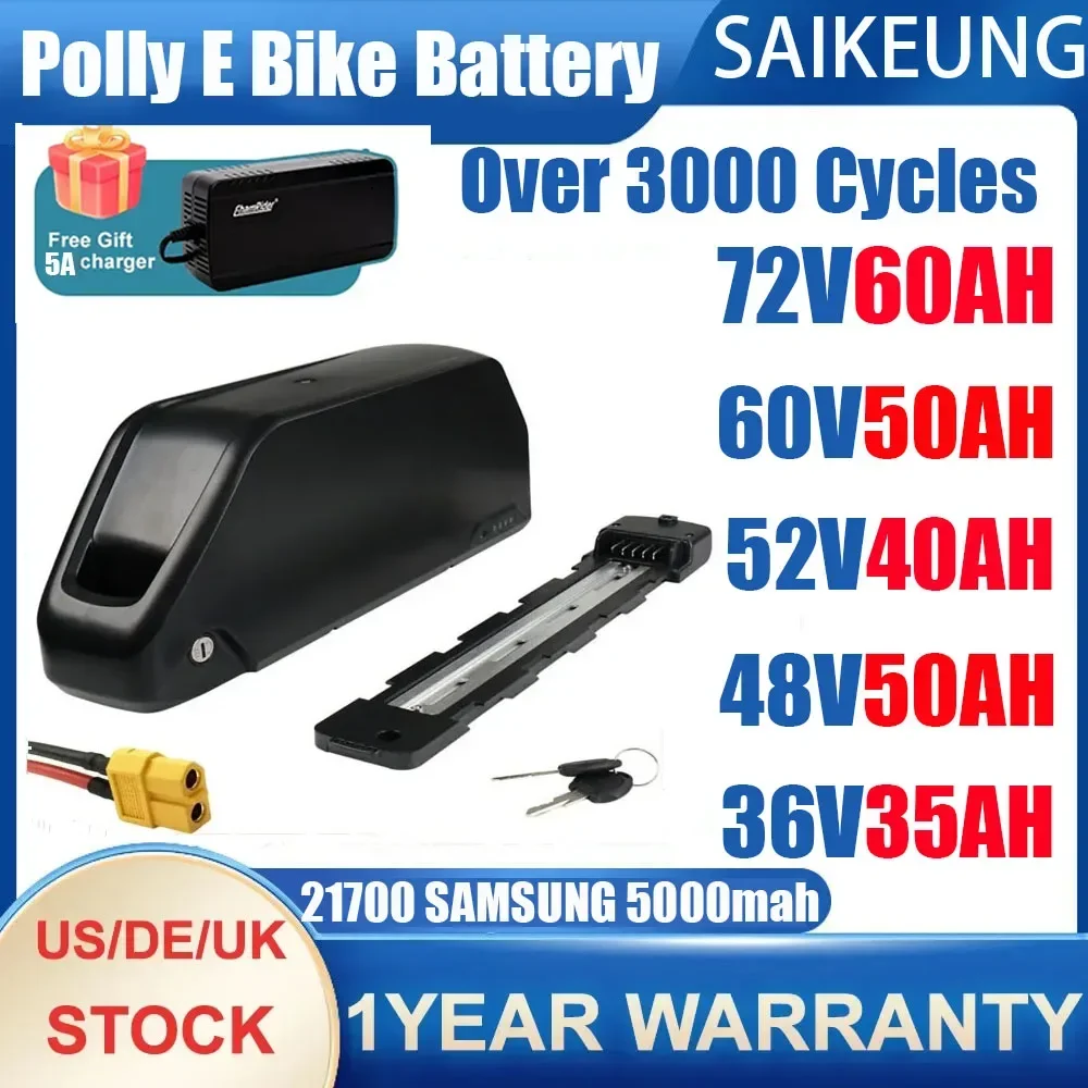 72V 50Ah 21700 Lithium Battery - Elektrische fietsbatterij Downtube Hailong Polly DP7