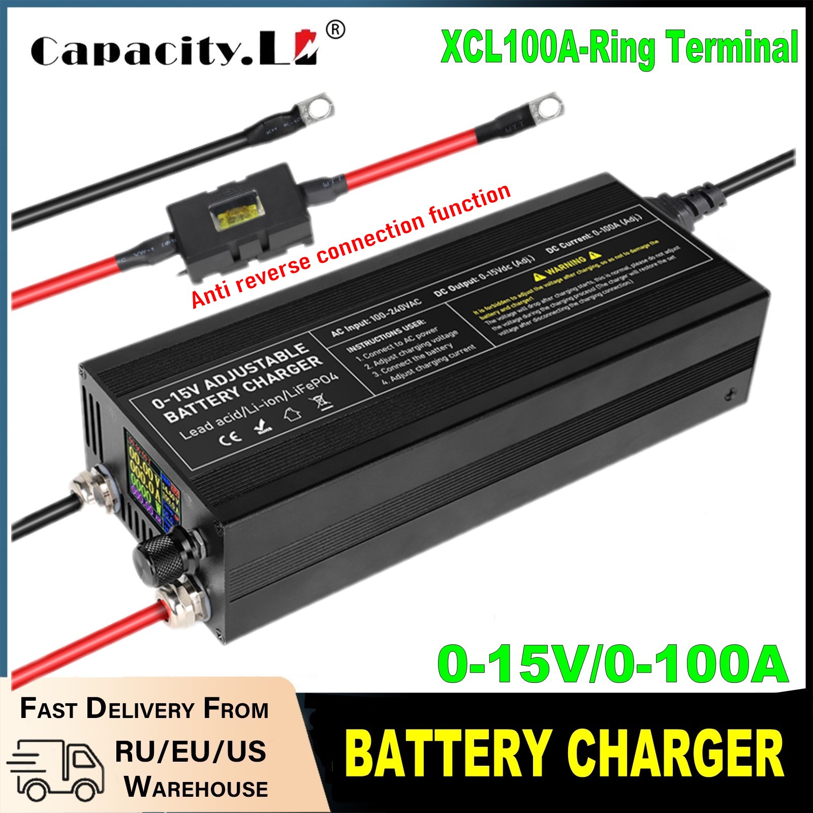 60A100A CC CV verstelbare batt - 84V 20A Smart Charger recensie en prijs