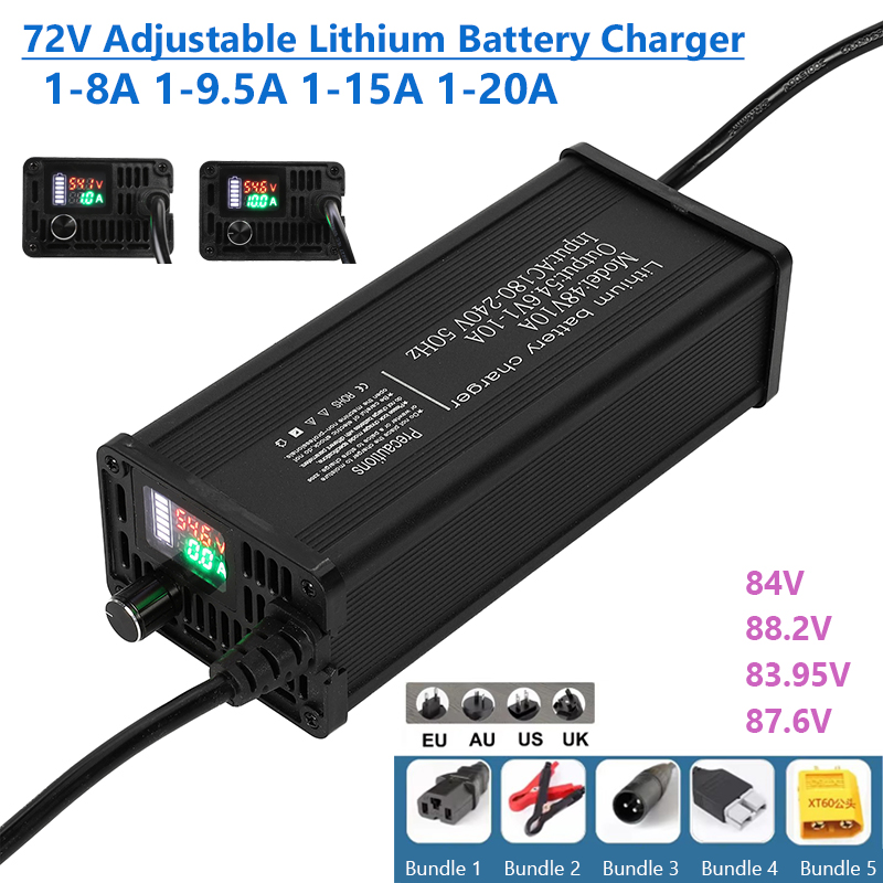 72V verstelbare lithiumbatteri - 72V 15A Fast Charger recensie en prijs